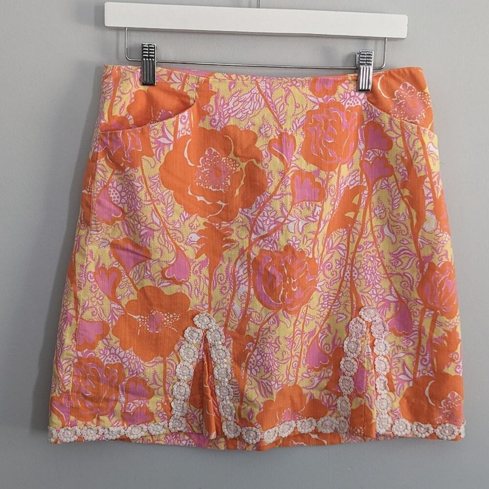 Women's Lilly Pulitzer Skirt 4 Hen House Originals Pink Orange